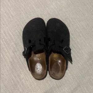 Unisex BIRKENSTOCK Boston Cacao Grey Wool Felt Slip On Clogs Slides, Size 36/5 N